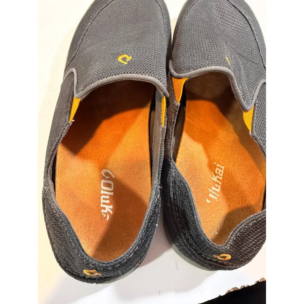 OLU KAI Men's Nohea Mesh Slip-On Casual Shoe Size 9 Dark Shadow Gray 10188-4242